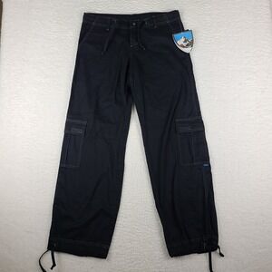 Kuhl Cargo Pants Womens Medium Black Baggy Straight 100% Cotton NWT‎